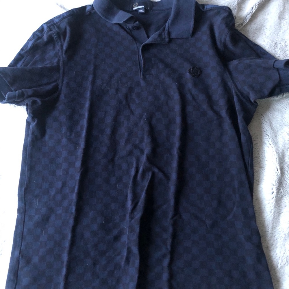 Fred Perry Checkered Blue Polo Size L